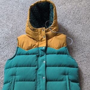 Patagonia Green and Tan Hooded Vest